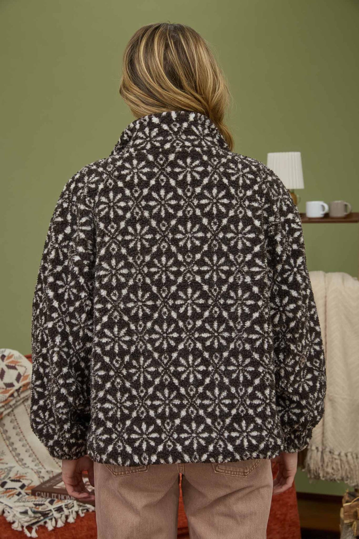 NYLAND Lavilla Snowflake Zip-Up Sherpa Jacket