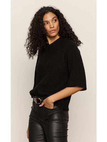 Sanctuary Ribbed Sweater Tee Black