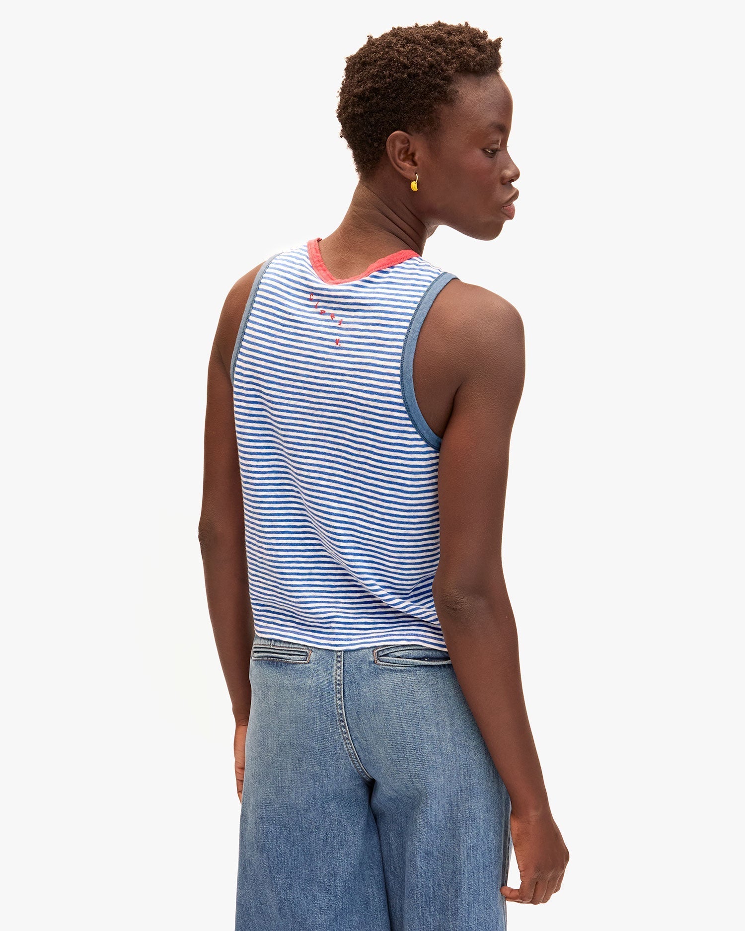 Clare V. Camp Fit Tank Blue Cream