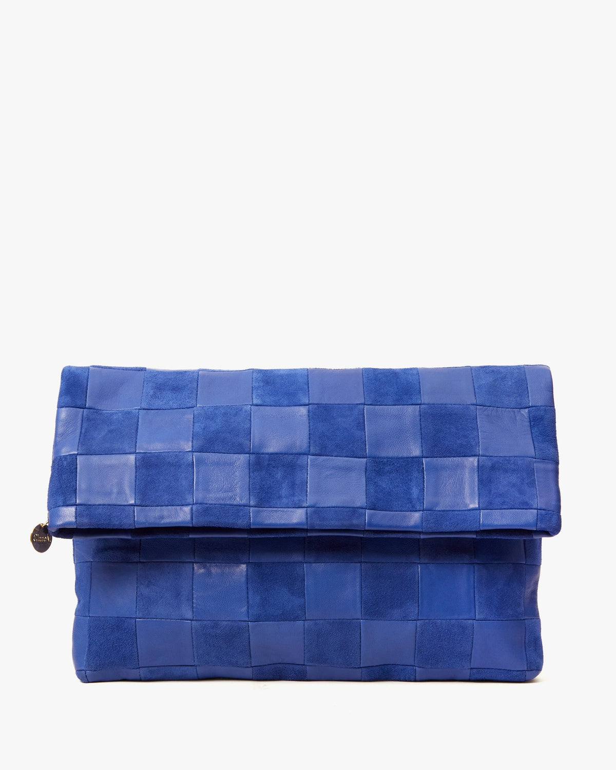 Clare V. Carryall Clutch w/ Tabs - Nappa &amp; Suede Oversized Checker