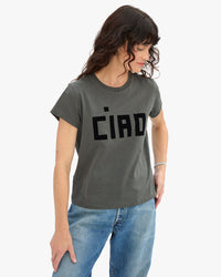 Clare V. Classic Tee Flocked Block CIAO
