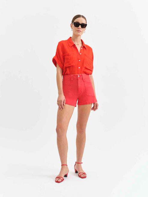 Daze Denim Valley Shorts in Cherry