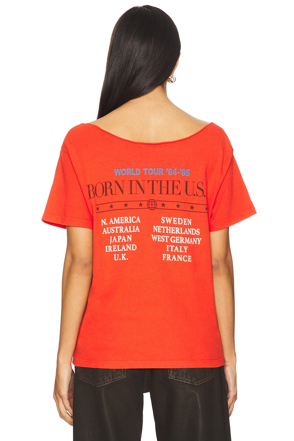 DAYDREAMER Bruce Springsteen Born In The USA Off The Shoulder Tee Red