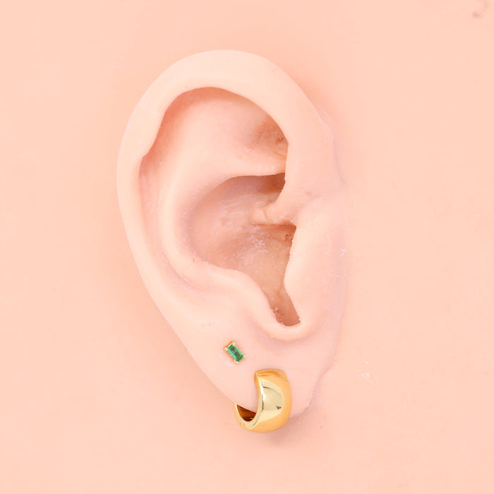 The Land of Salt Dara Emerald CZ Baguette Stud Earrings