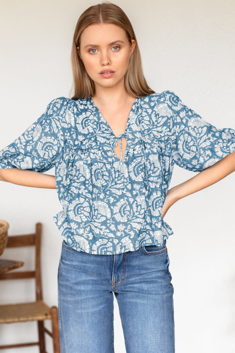 EMERSON FRY Puff Isla Top in Cassis