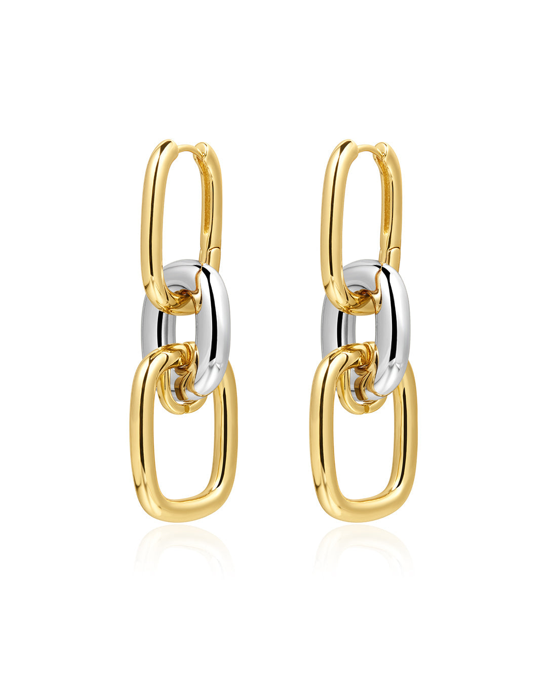 LUV AJ Two-Tone Chain Link Huggies