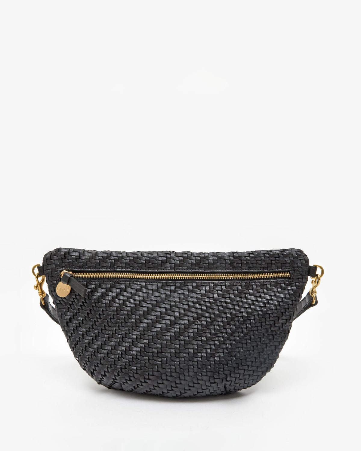 Clare V. Woven Zig-Zag Grande Fanny Black