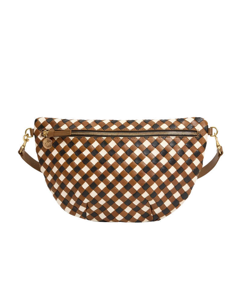 Clare V. Grande Fanny - Medium Woven Diagonal Oat Multi