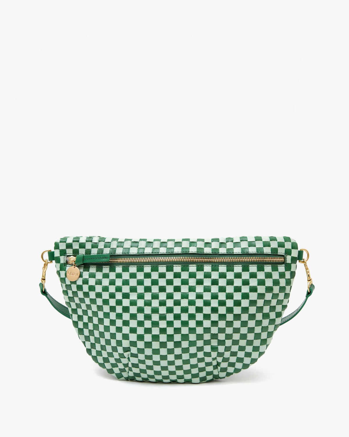 Clare V. Woven Checker Grande Fanny Fern Mist
