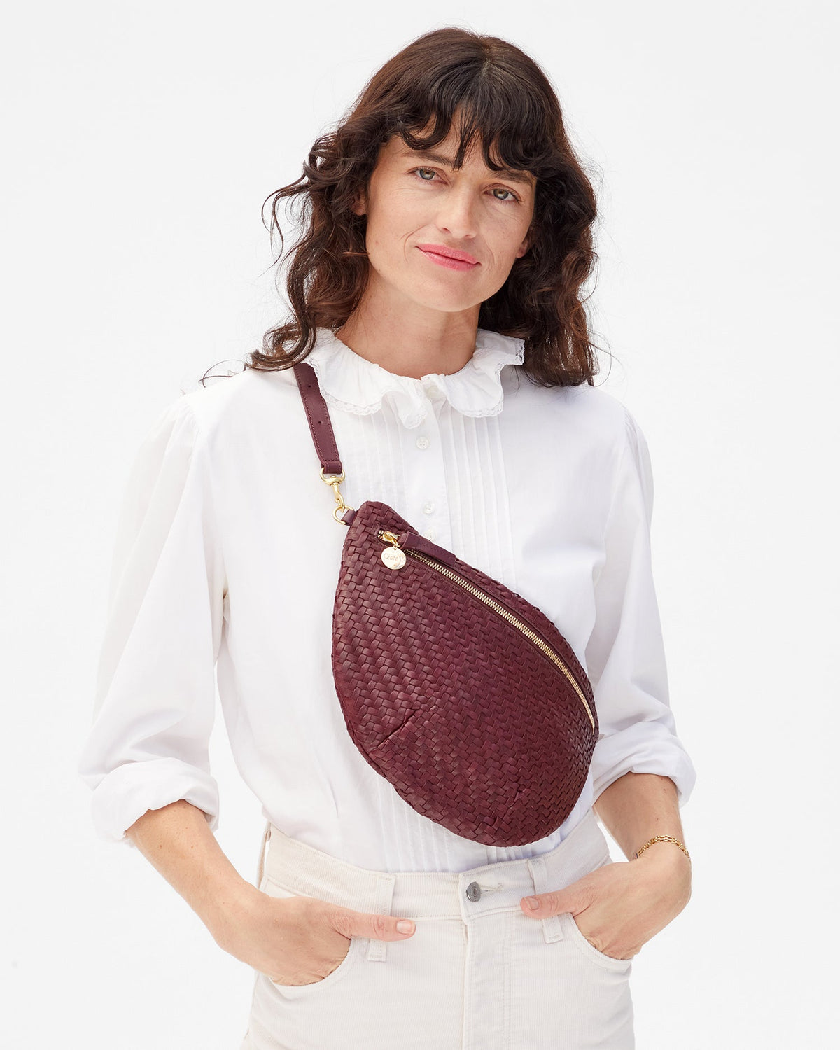 Clare V. Woven Zig-Zag Grande Fanny