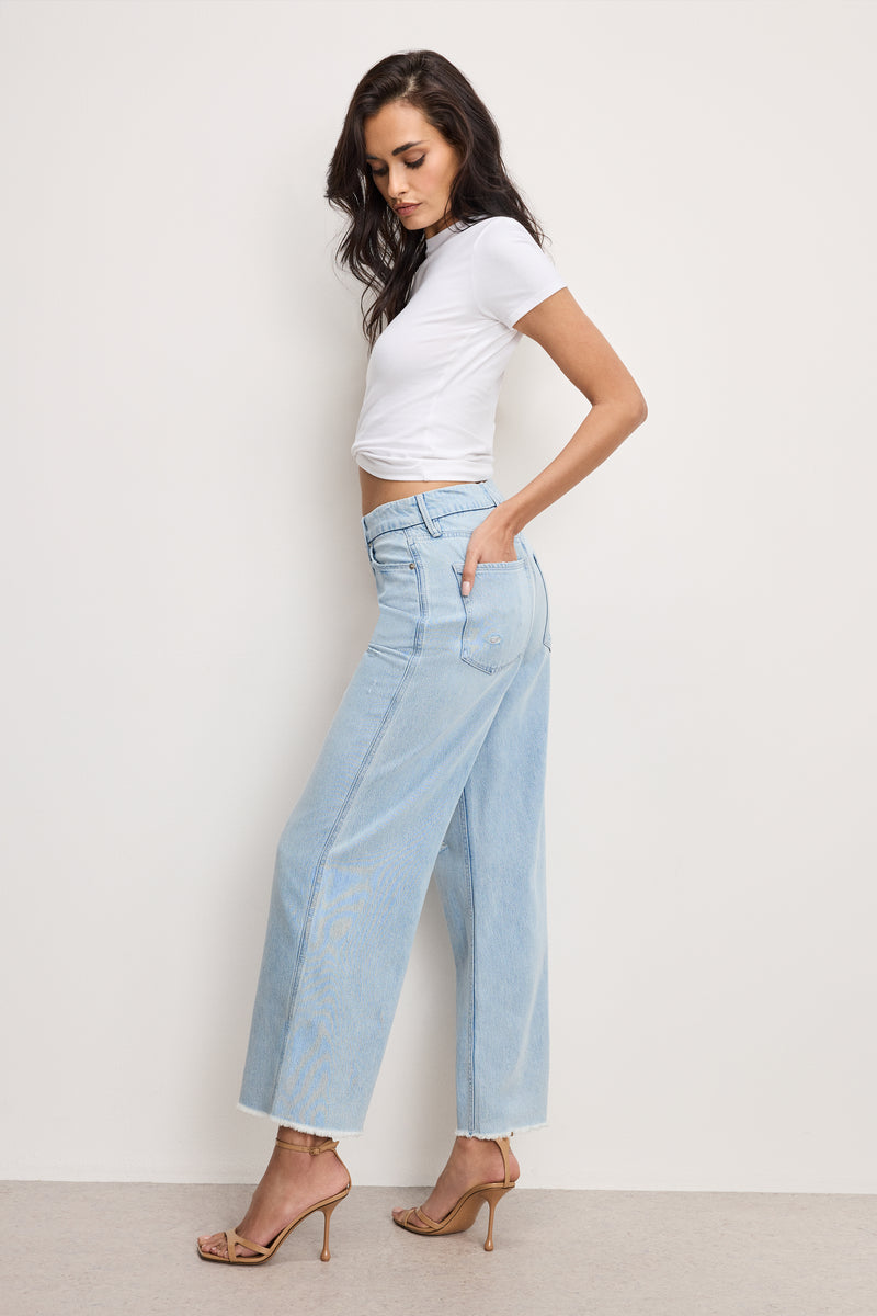 Good American Weightless Good Skate Wide Cropped Jeans in Indigo959