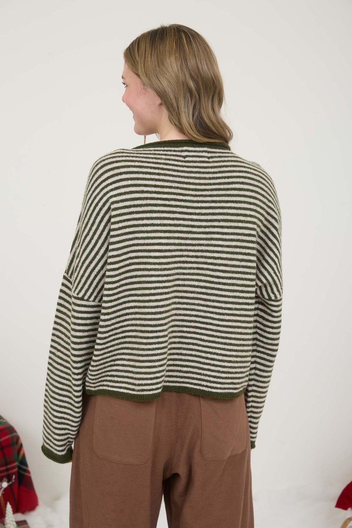 NYLAND Clementine Stripe Raw Edge Knit Cardigan