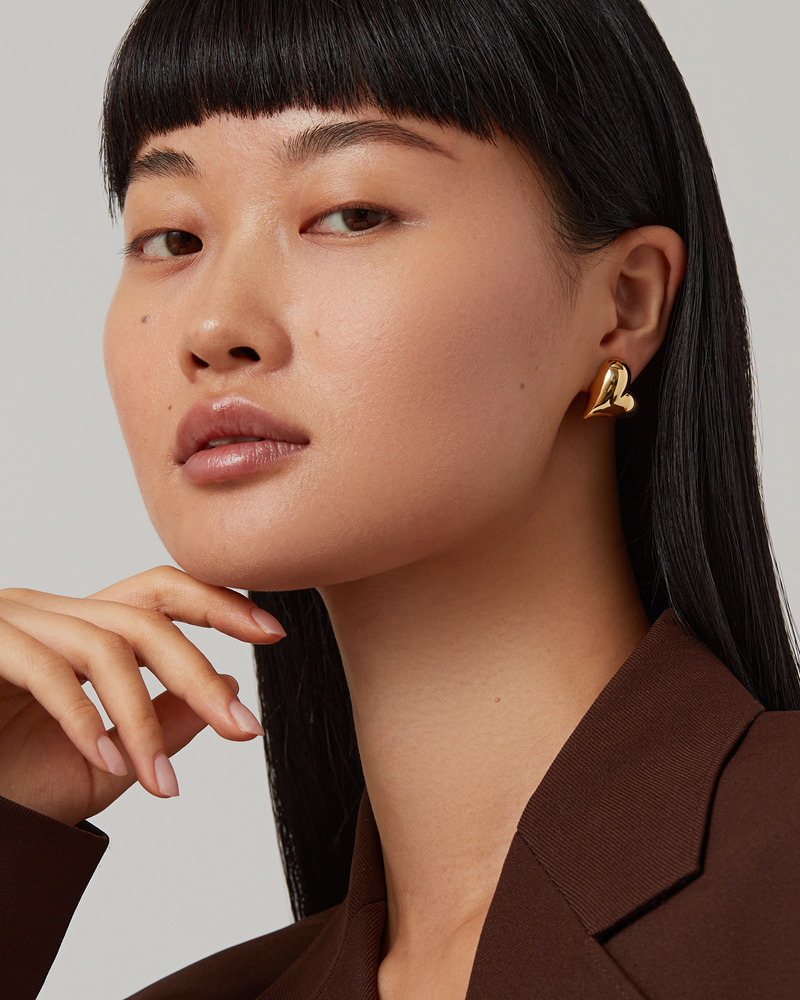 Jenny Bird Art Heart Button Earrings