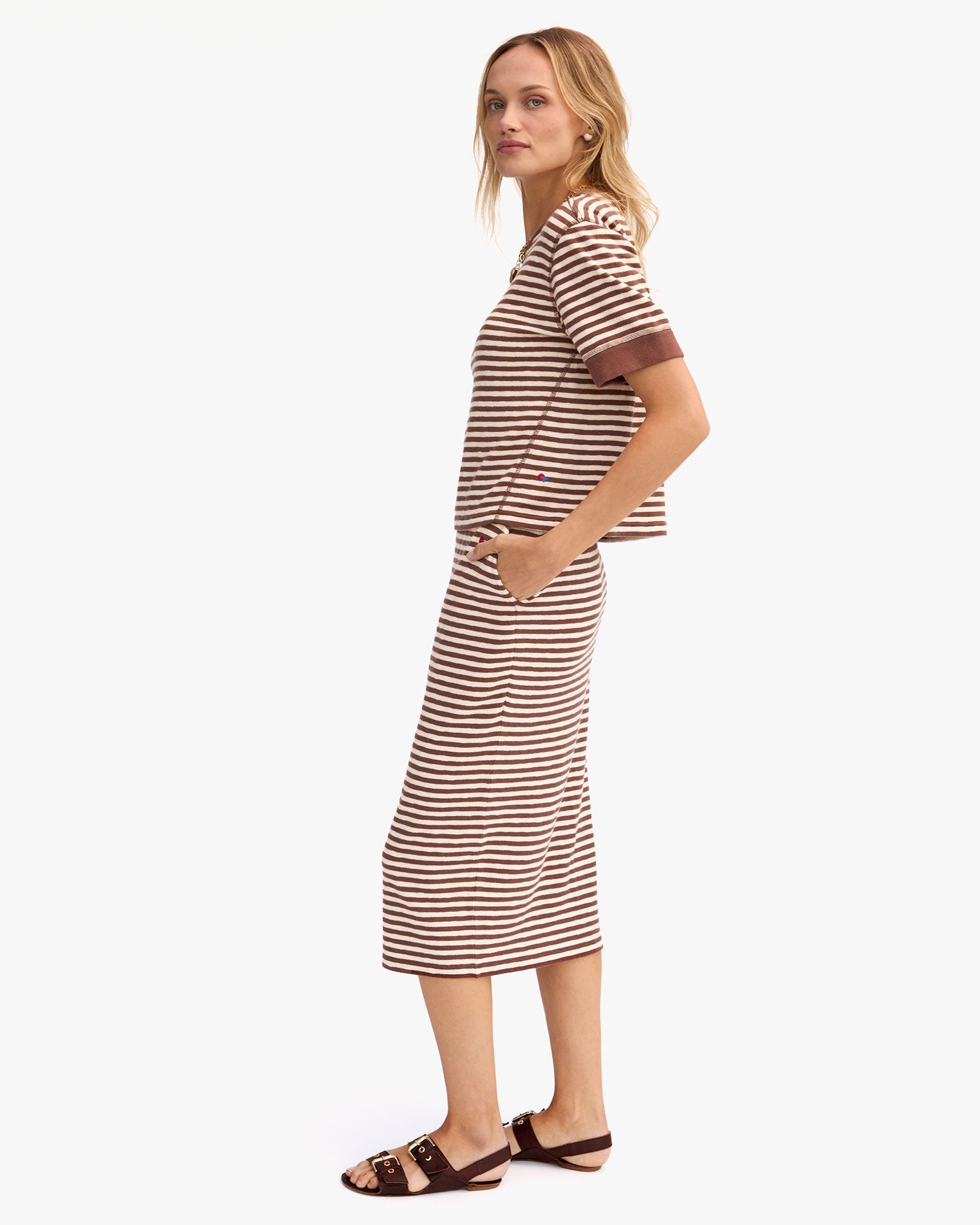 Clare V. Le Tube Skirt Brown Cream