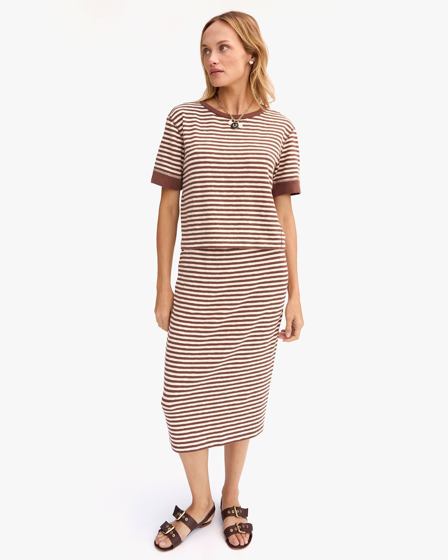 Clare V. Le Tube Skirt Brown Cream