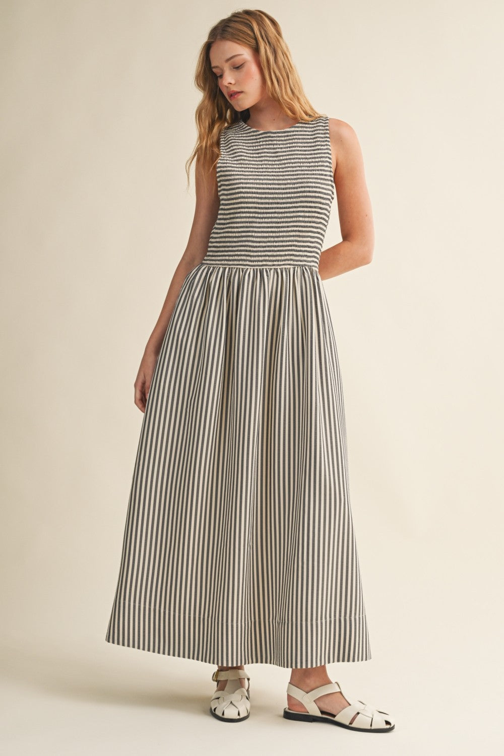 NYLAND Fianna Striped Smocking Top Dress