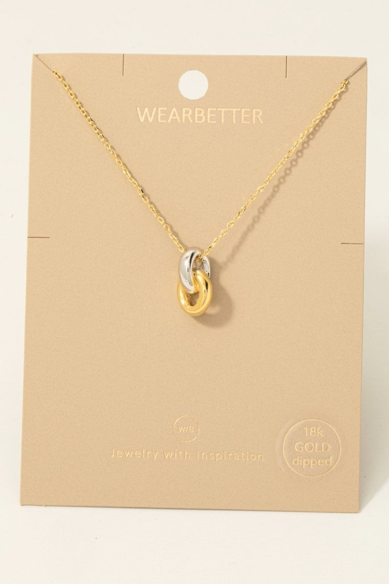 NYLAND Gold Dipped Two Tone Ring Link Pendant Necklace