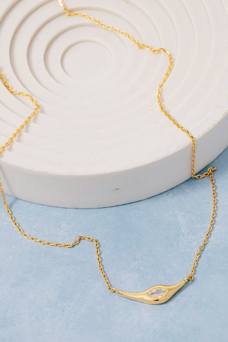 NYLAND Long Ornate Cz Stud Pendant Necklace