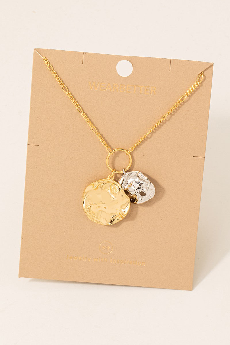 NYLAND Warped Coin Charms Dainty Necklace