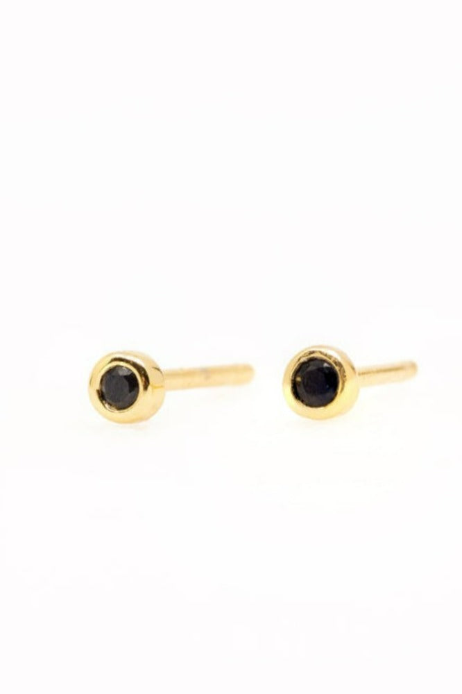 The Land of Salt Black CZ Stud Earrings