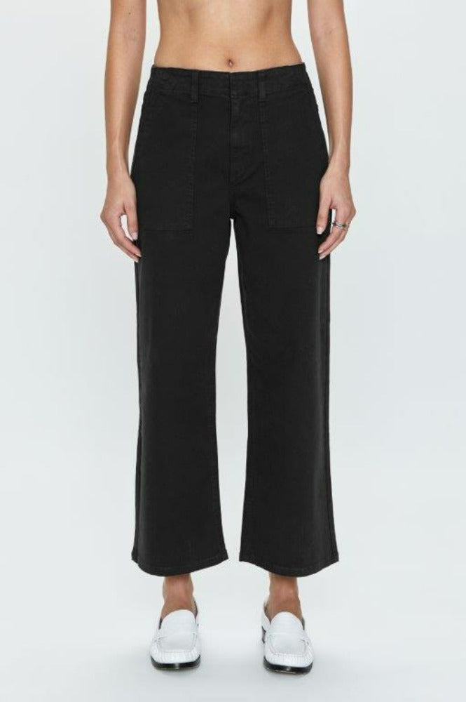 PISTOLA Sophia Wide Leg Utility Ankle in Black