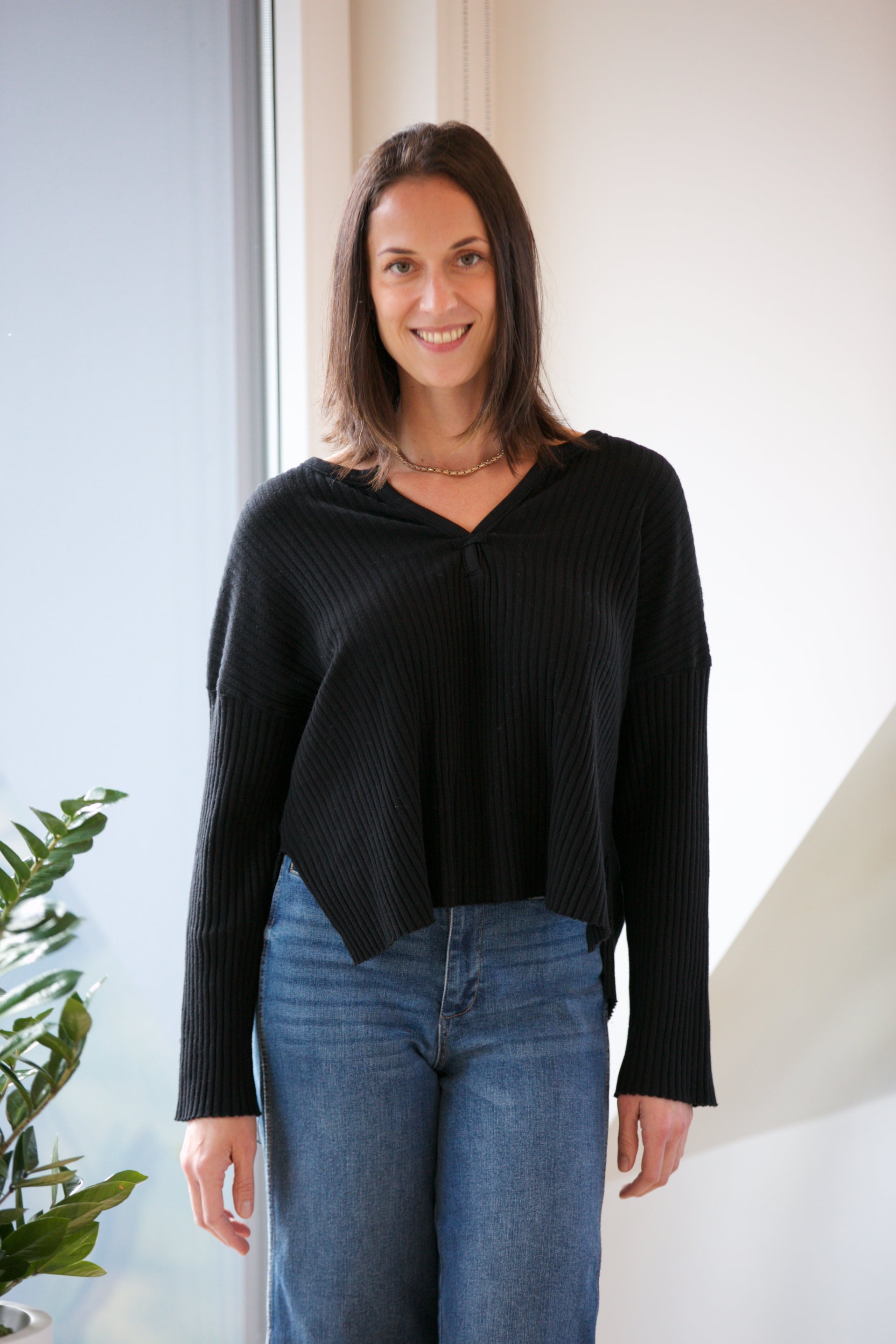 PROJECT SOCIAL T Getaway Notch Neck Sweater Rib Pullover