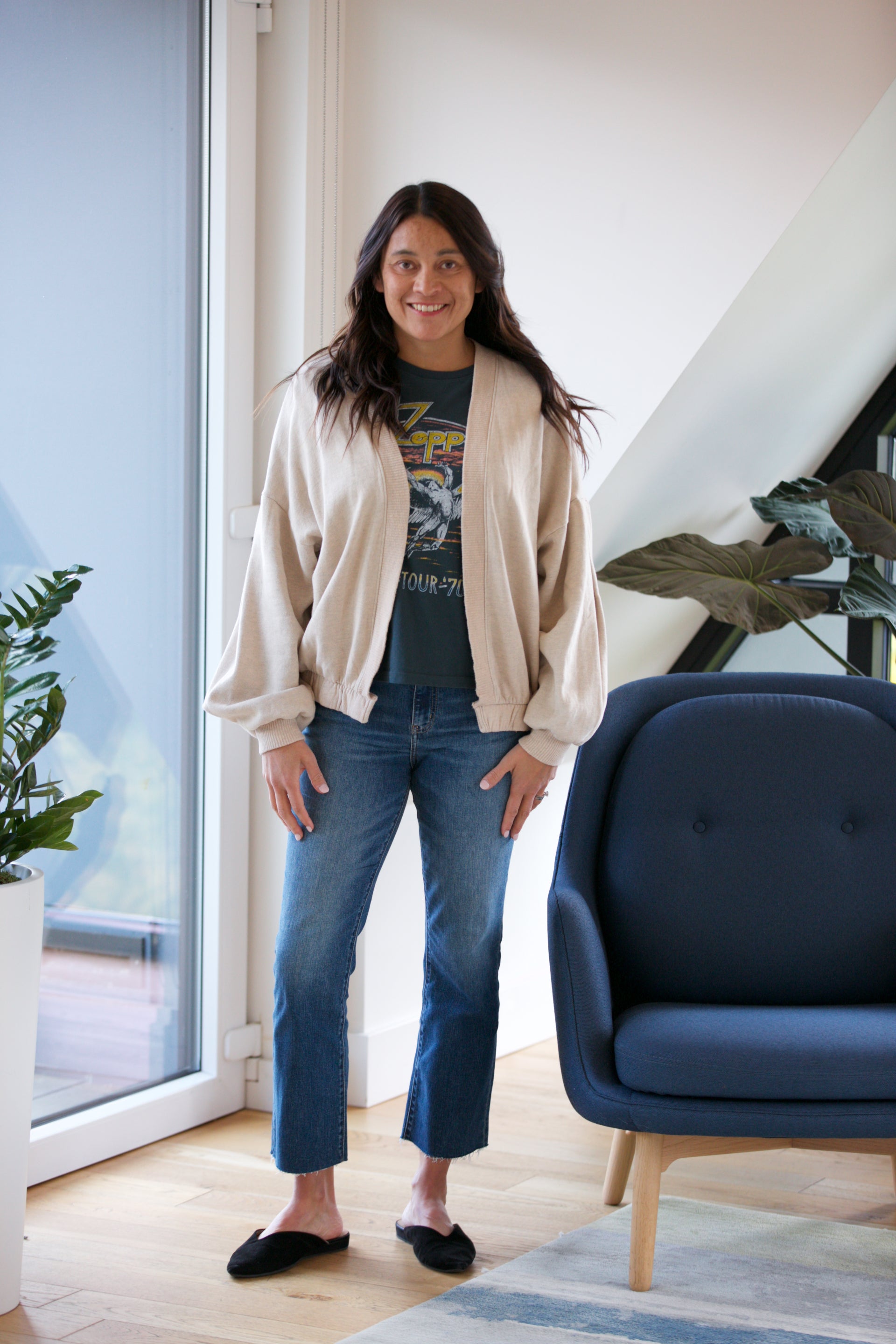 PROJECT SOCIAL T Warming Up Fleece Open Front Cardi Mother of Pearl