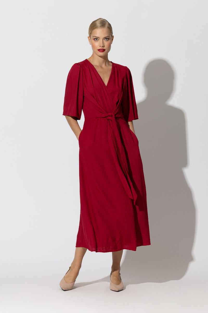 LUSANA Alexis Dress Claret
