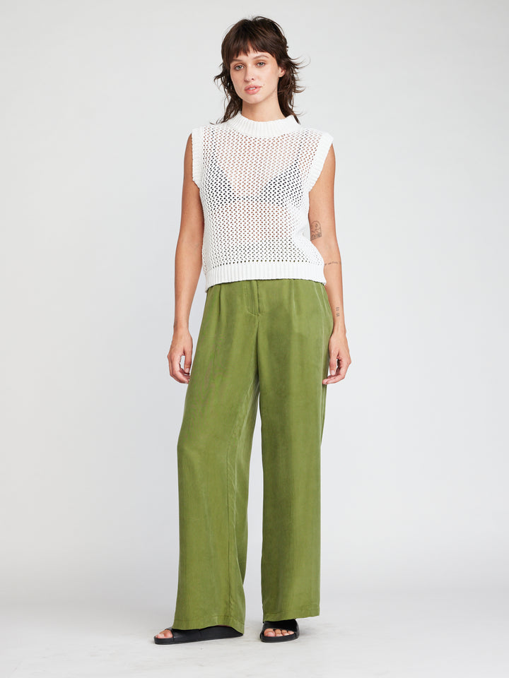 Self Contrast Caroline Pants in Kelp