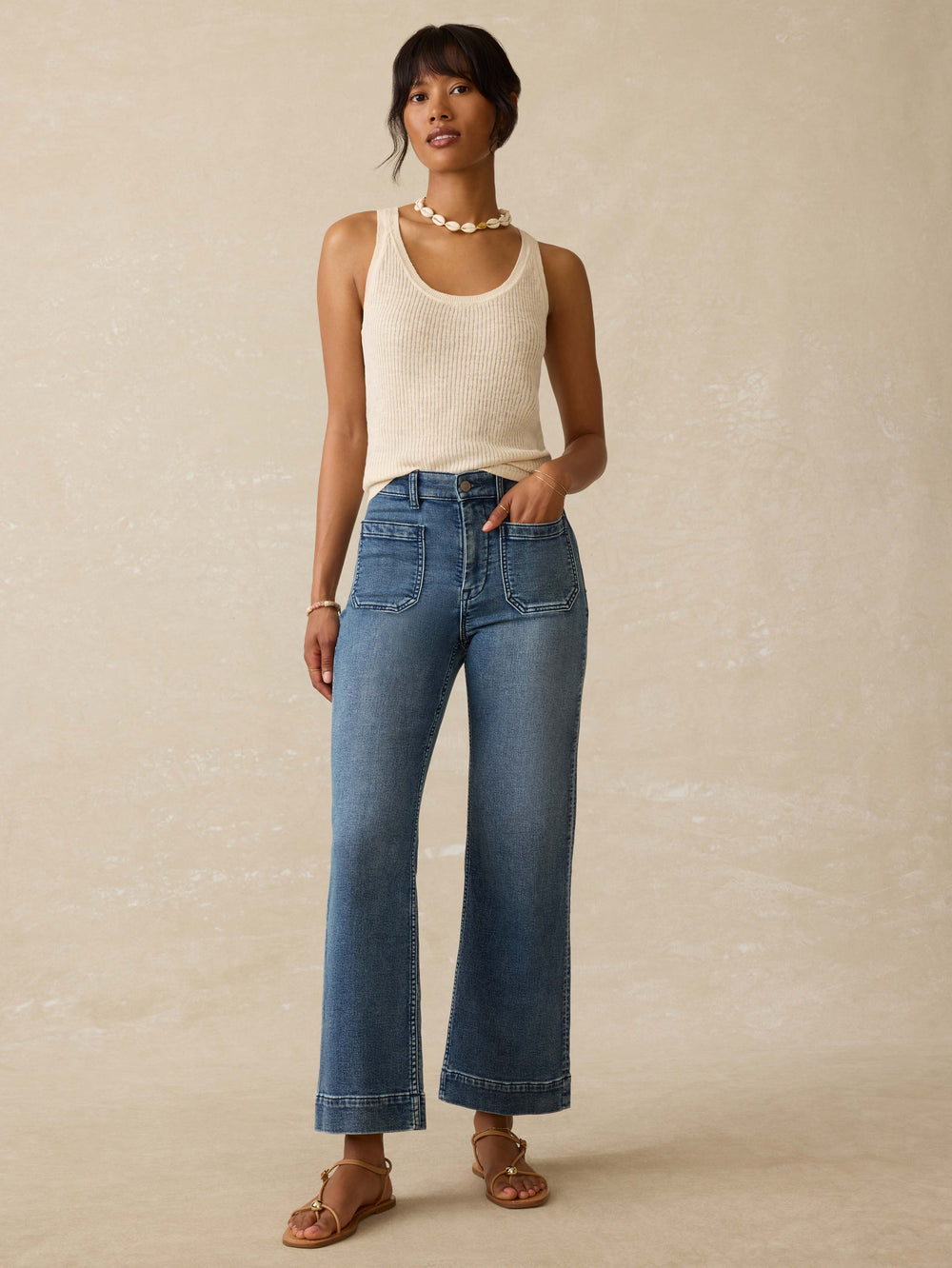 Faherty Stretch Terry Patch Pocket Ankle Pant in Riverton