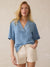 Faherty Dune Cotton Gauze Sleeveless Popover in Light Indigo Wash