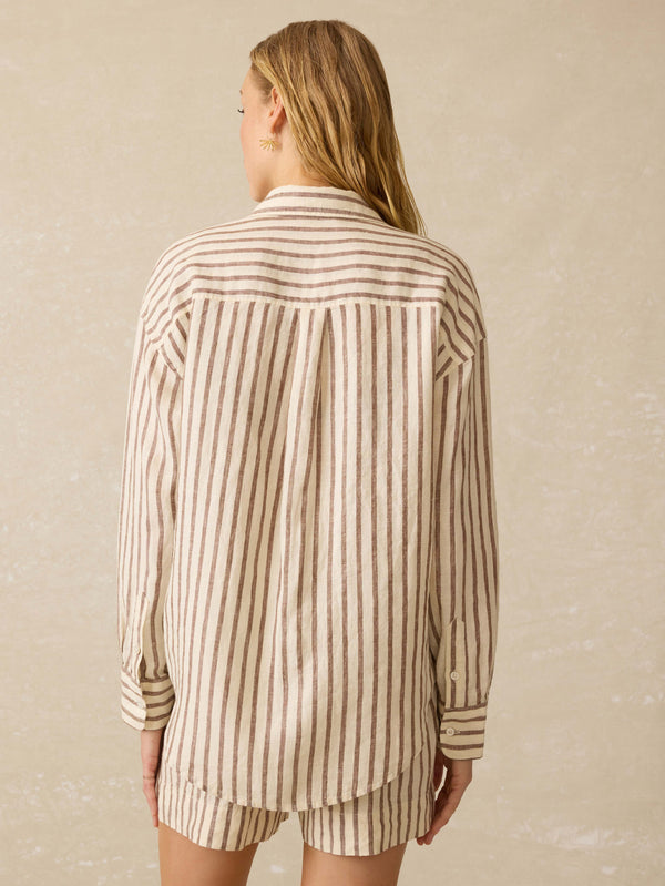 Faherty Laguna Linen Relaxed Shirt in Cocoa Grove Stripe