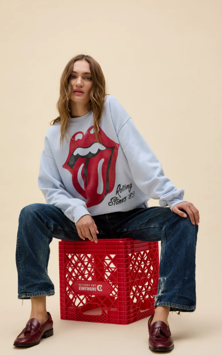 DAYDREAMER Rolling Stones Big Tongue '89 Oversized Crew Sweatshirt