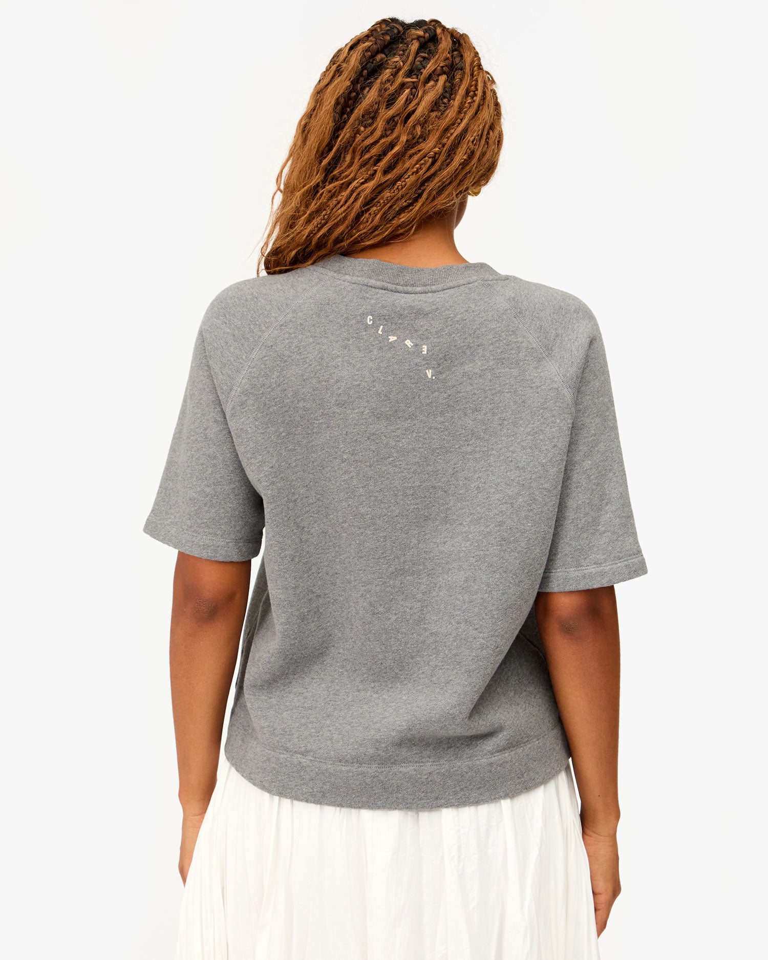 Clare V. Short Sleeve Sweatshirt Grey Melange
