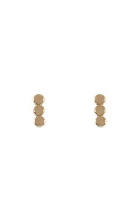 The Land of Salt Short Coin Dot Bar Stud Earrings Gold