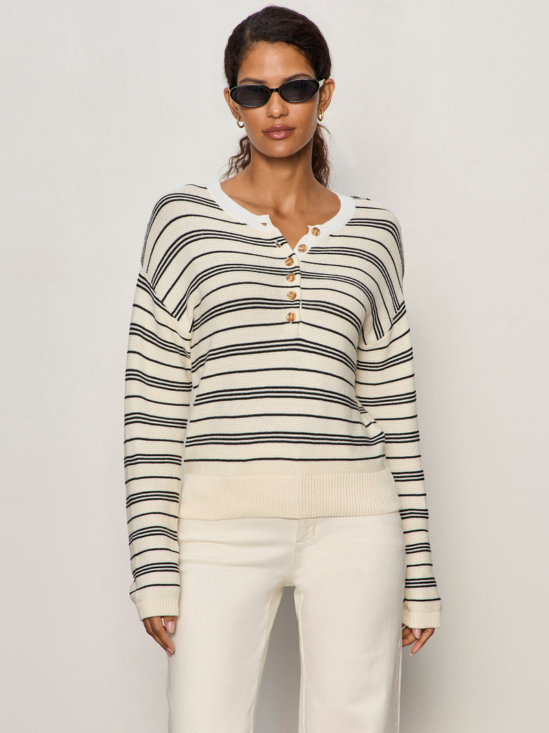 Sanctuary Striped Henley Sweater