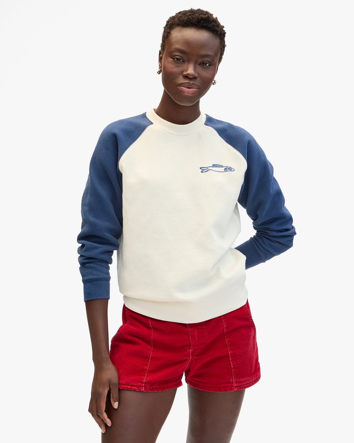 Clare V. Sardine Sweatshirt Cream Navy
