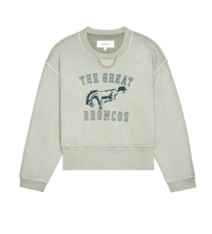 THE GREAT. The League Sweatshirt w/ Bucking Bronco Graphic