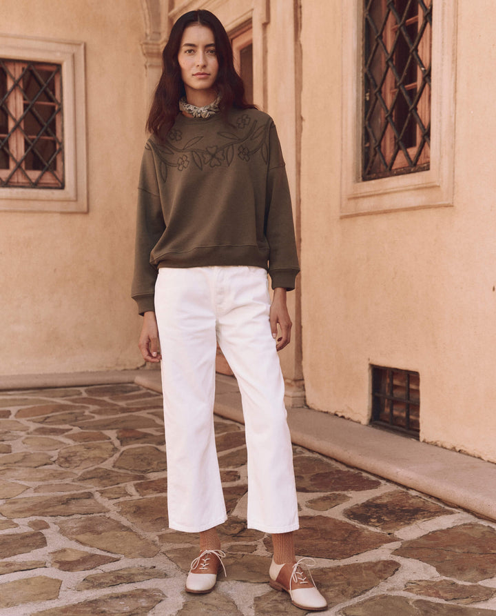 THE GREAT. The Floral Applique Teammate Sweatshirt
