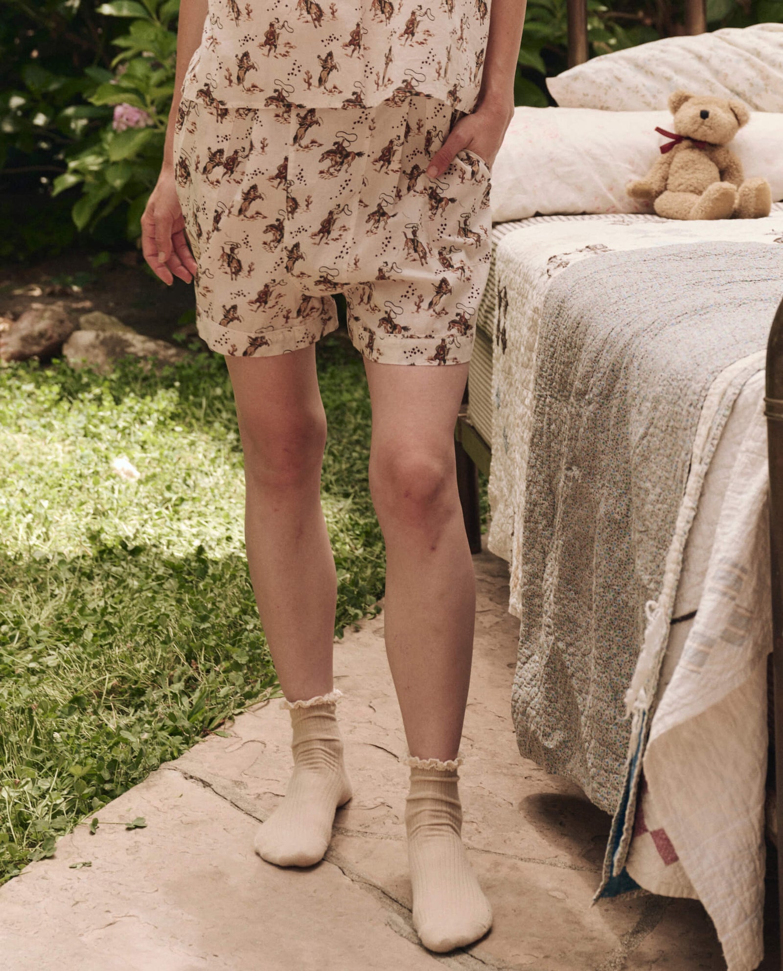 THE GREAT. The Square Pajama Short Cream