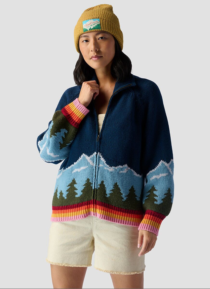 THE GREAT. The Vista Full-Zip Sweater in Evergreen