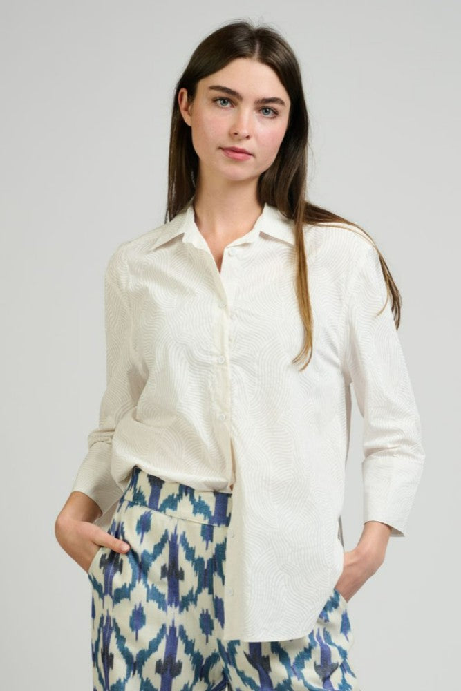 Mata Traders Mae Oversized Shirt White Waves