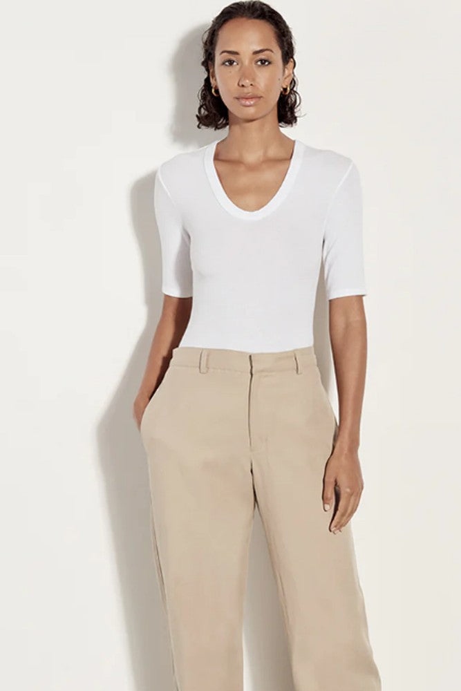 Enza Costa Textured Rib Half Sleeve U White