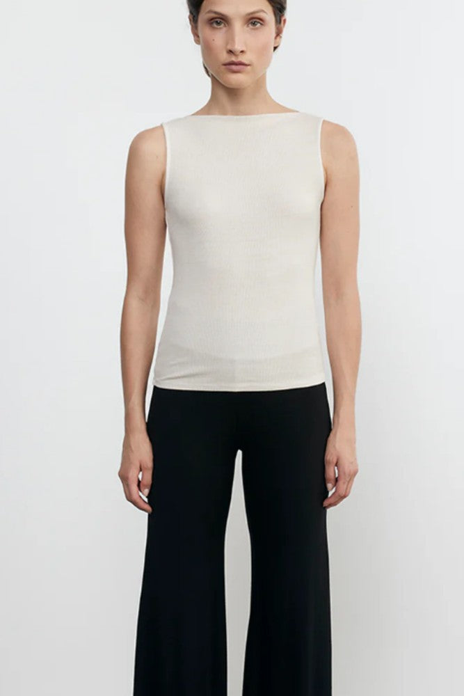 Enza Costa Silk Knit Sleeveless Boatneck Canvas