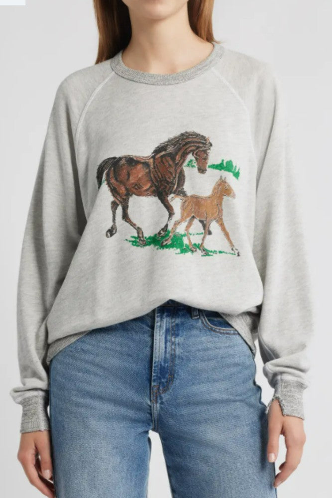 THE GREAT. The College Sweatshirt w/ Running Horses