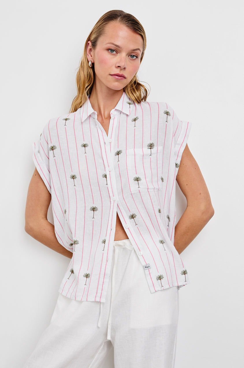Rails Whitney Button Down in Pink Palm Stripe