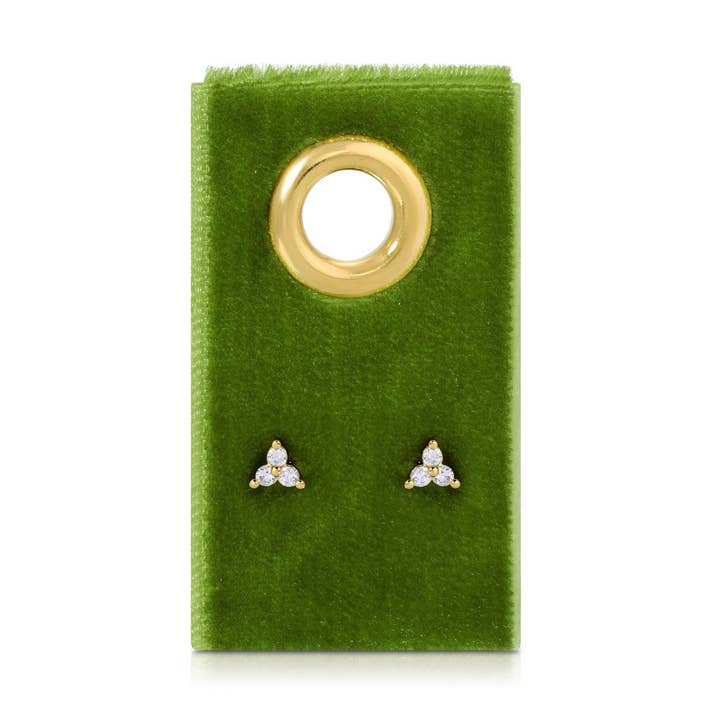 Splendid Iris Triple Cluster Studs On Velvet Tag Gold - .15"