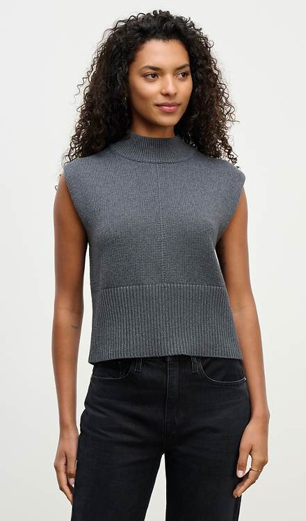 Velvet by Graham & Spencer Electra Mock Neck Sleeveless Top HEather Grey