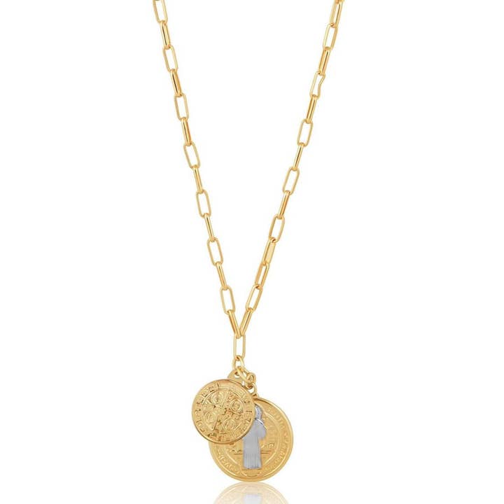 SAHIRA Saint Ii - St. Benedict Coin Necklace - 20"
