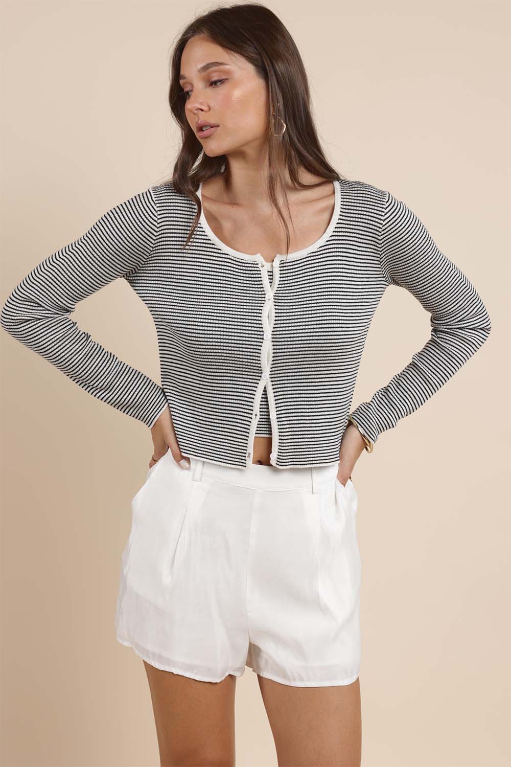 Sadie & Sage Prepster Buttoned Striped Cardigan